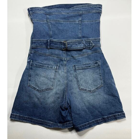 American Eagle Women's Strapless Shorts Denim Romper - Size 6 - Picture 3 of 6